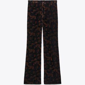 Zara - The Charlotte Pant -  Print Velvet Pants - S - Black